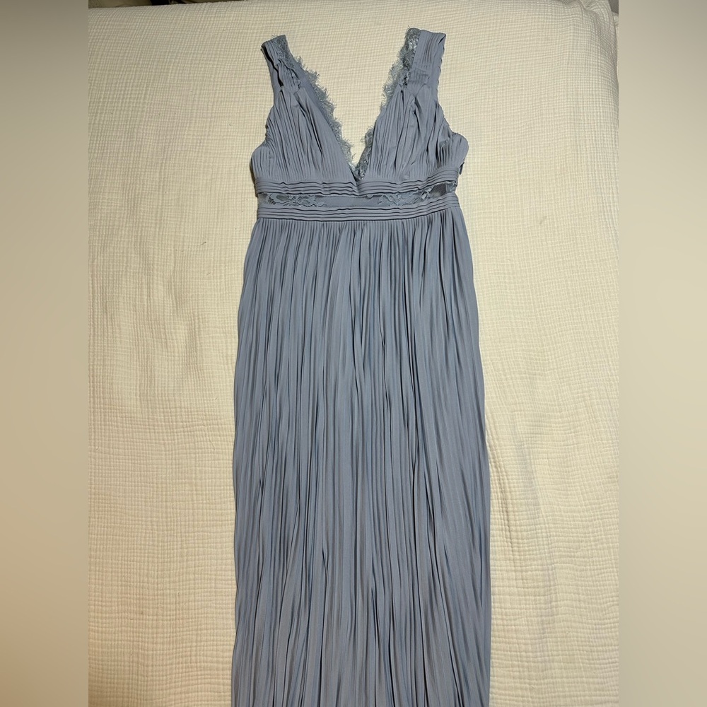 ASOS Light Blue Ribbed Dress with Lace Detail - US 8